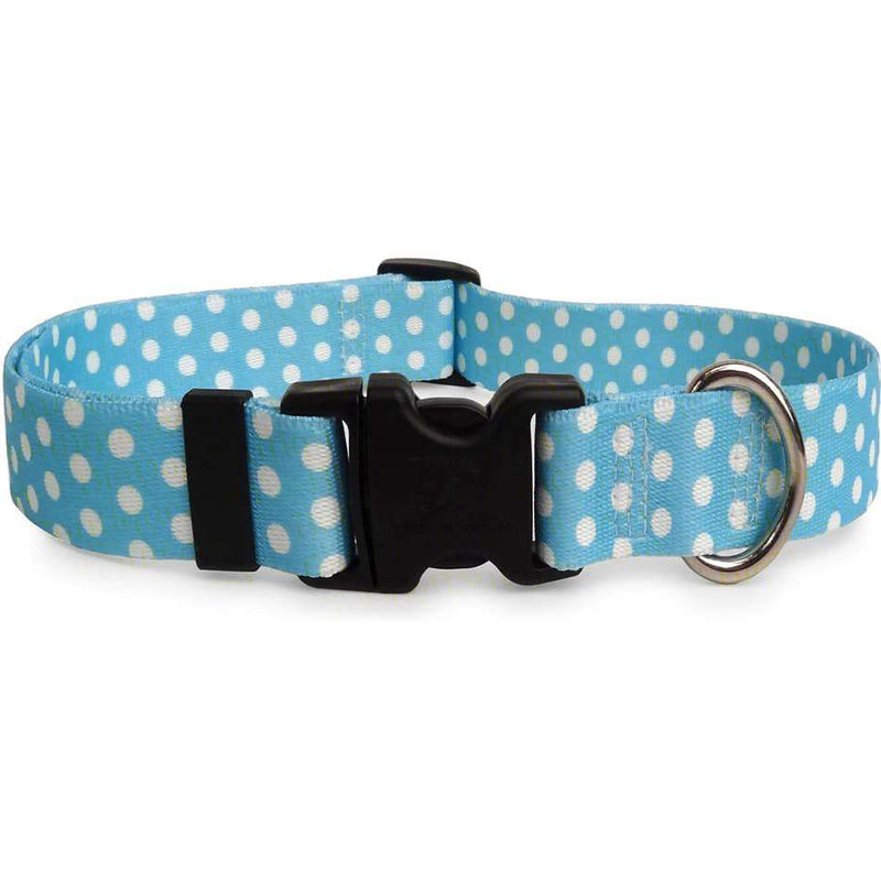 Turquoise with White Polka Dots Dog Collar