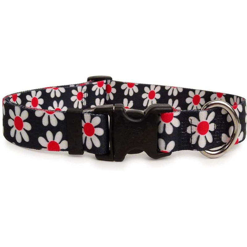 Black Daisy Dog Collar (adjustable or martingale)