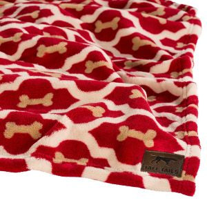 Tall Tails Plush Red With Bone Dog Blanket