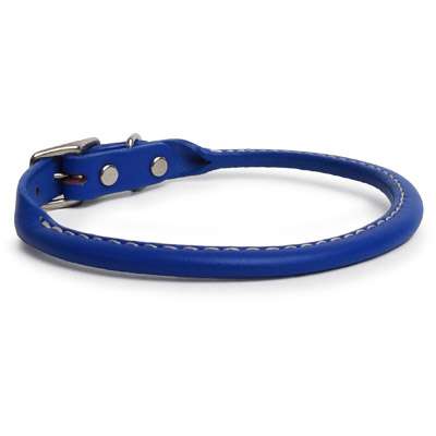 Royal Blue Rolled Leather Dog Collar- American made