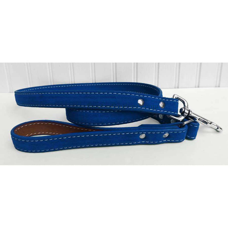 Saratoga Suede Blue Leather Dog Leash- USA made
