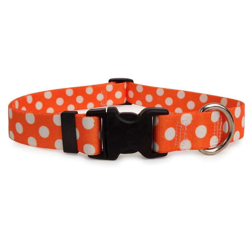Tangerine Orange and White Polka Dot Dog Collar