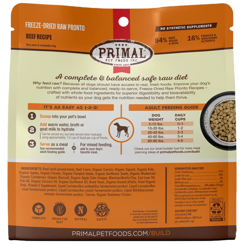 Primal Pronto Complete Freeze-Dried Raw  Recipe