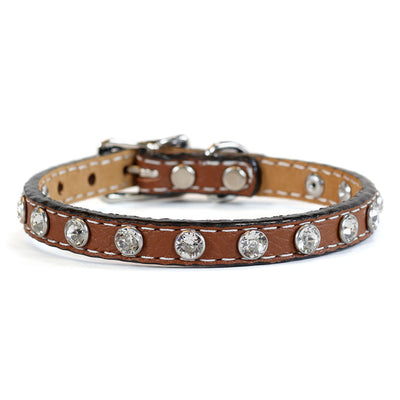 Tuscan Genuine Crystal Mini Leather Collar