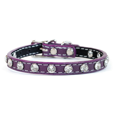 Tuscan Genuine Crystal Mini Leather Collar