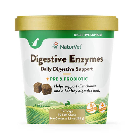 NaturVet Digestive Enzymes +Probiotic Chews (70 ct)  for Dogs