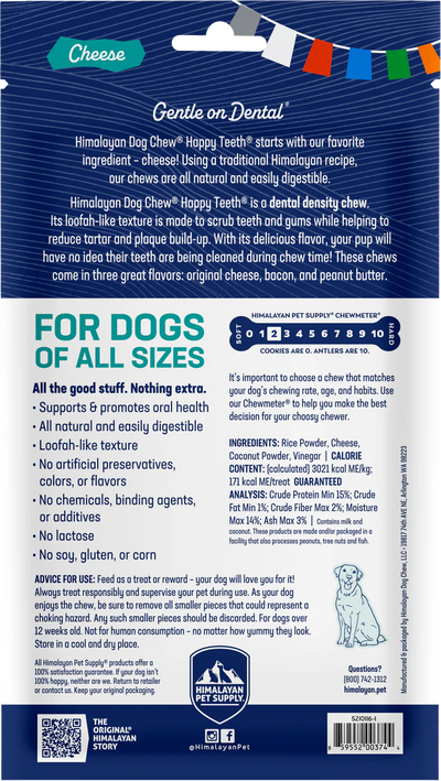 Himalayan Happy Teeth Dental Chews of dogs- 2 pack cheese