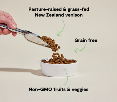 Venison dog food free of corn, wheat, and soy, formulated for allergies and sensitivities
