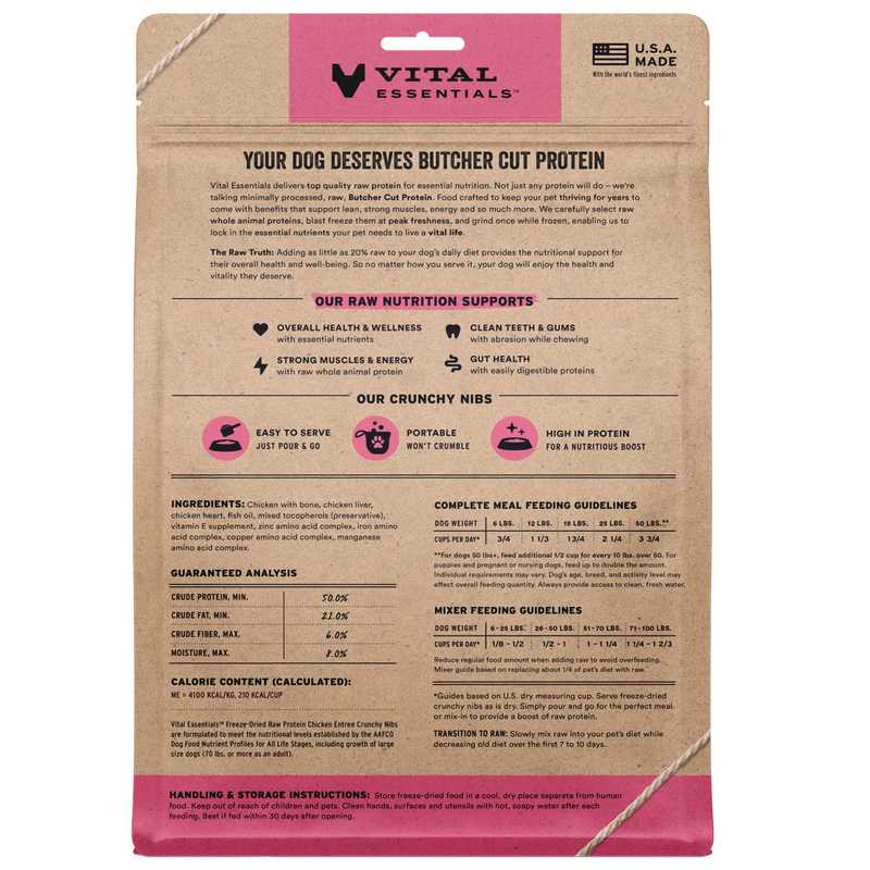 Vital Essential Freeze Dried Chicken Crunchy Nibs 14oz