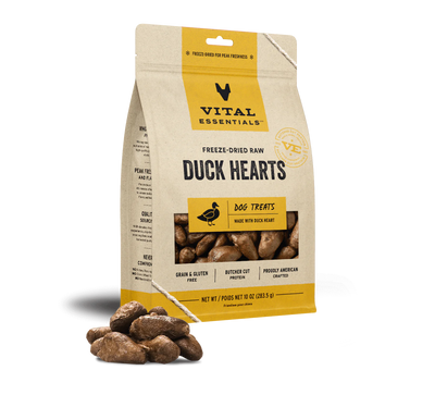Vital Essentials Freeze Dried Duck Hearts for Dogs 10.0 oz.