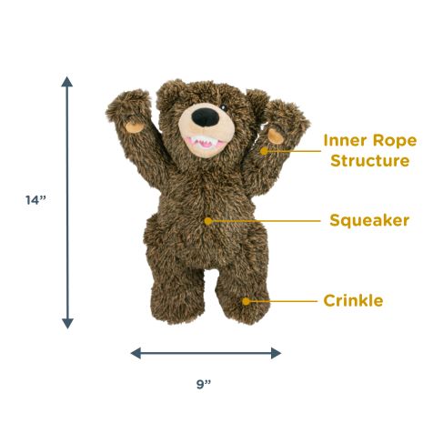 Tall Tails Grizzly Rope Body Durable Dog Toy - multi sensory dog toy