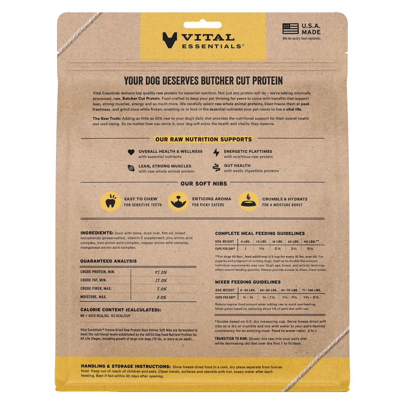 Vital Essentials Freeze Dried Soft Duck Nibs 14oz