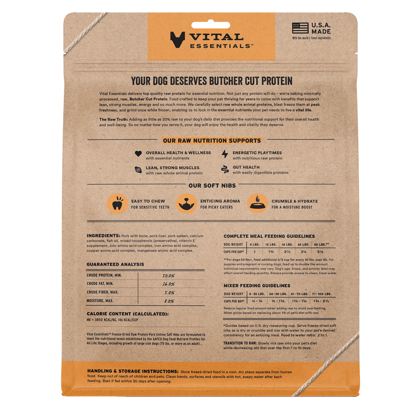Vital Essentials Freeze Dried Pork Soft Nibs 14oz