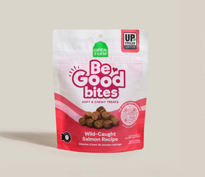 Be Good Bites soft & chewy dog treats made with wild-caught salmon and non-GMO fruits and vegetables