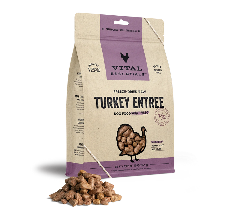 Vital Essentials Freeze Dried Turkey Entree for dogs- Turkey Mini Nibs