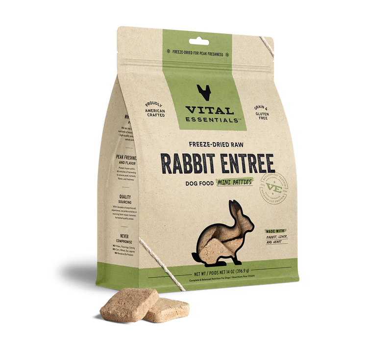 Vital Essentials Freeze Dried Rabbit MINI Patties for Dogs