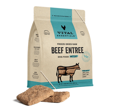 Vital Essentials Freeze-Dried Raw Beef Entree Dog Food Patties  30 oz