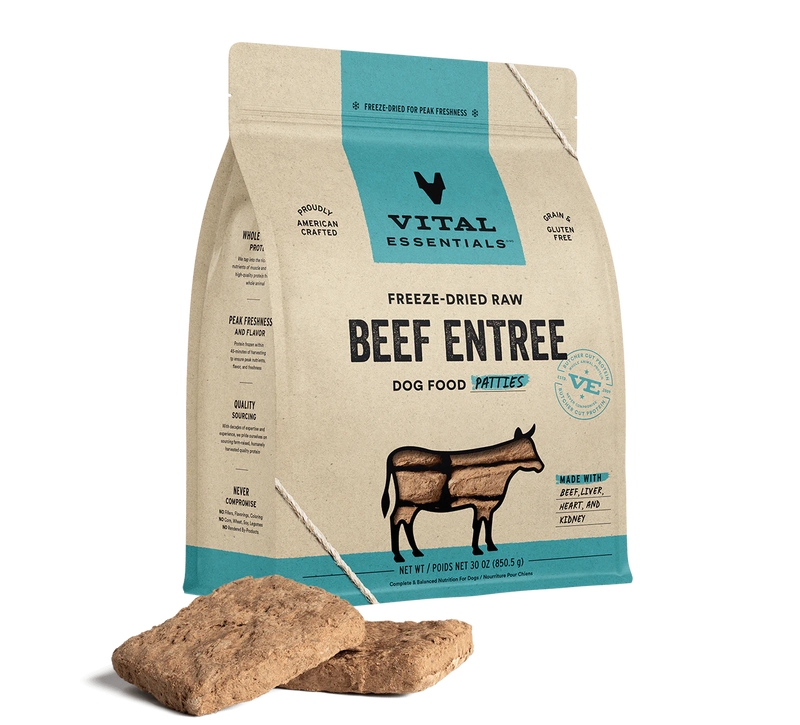 Vital Essentials Freeze-Dried Raw Beef Entree Dog Food Patties  30 oz