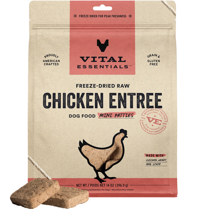 Vital Essentials Freeze-Dried Raw Entrée for Dogs - Chicken MINI Patties