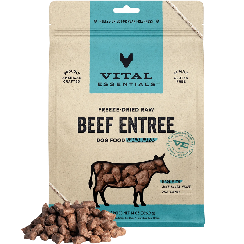 Vital Essentials Freeze-Dried Mini Nibs Beef 14 oz. for Dogs