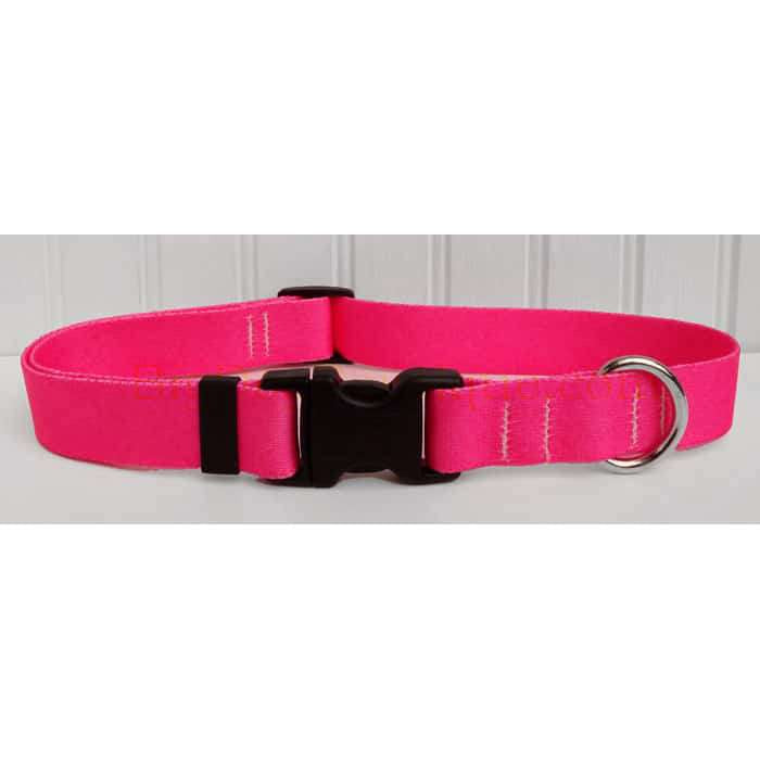 Solid Hot Pink Adjustable Dog Collar