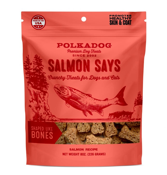 PolkaDog Bakery Salmon Says- crunchy salmon treats for dogs