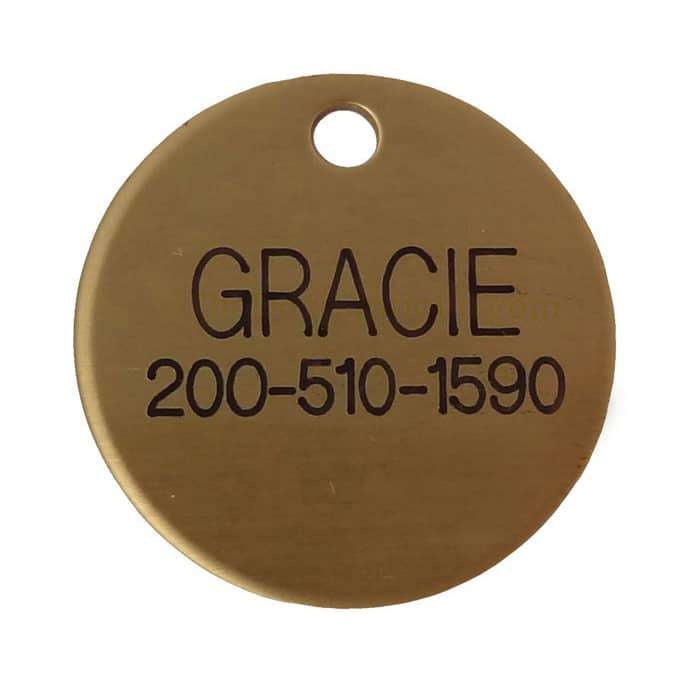 Laser Engraved Solid Brass Dog Tag- disk shaped