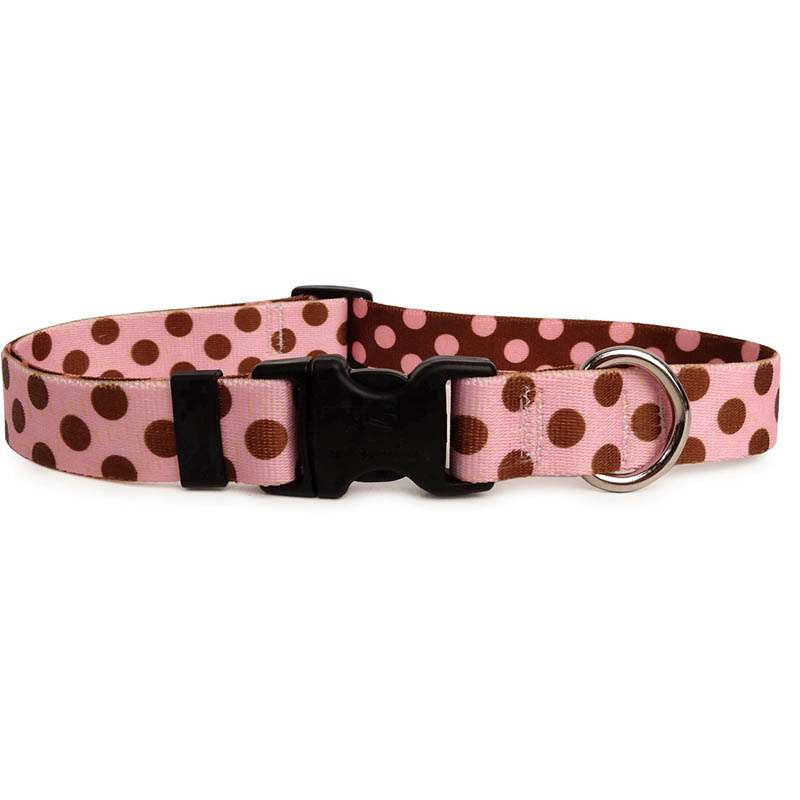 Pink with Brown Polka Dots Dog Collar