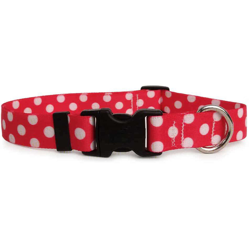 Strawberry Pink and White Polka Dot Dog Collar- adjustable or martingale