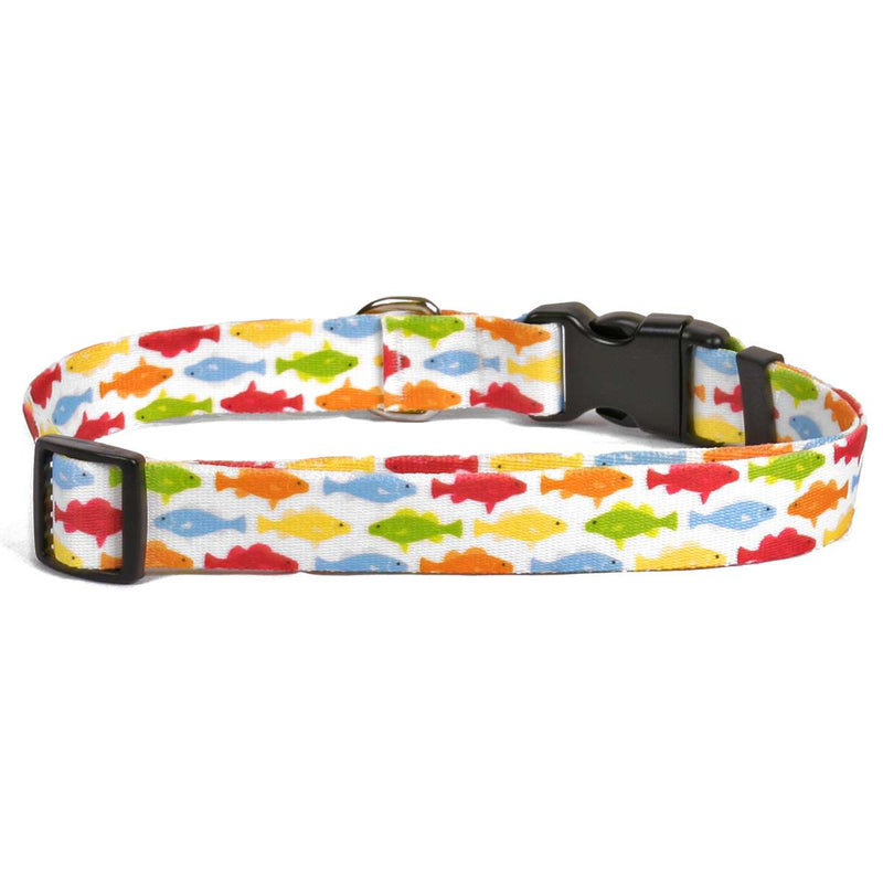 Rainbow Fish White Dog Collar -adjustable or martingale