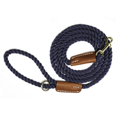All Natural Leather & Cotton Braided Rope Dog Leash- USA made