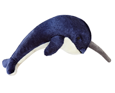 Fluff & Tuff Bleu Narwhal Whale- durable plush toy for dogs