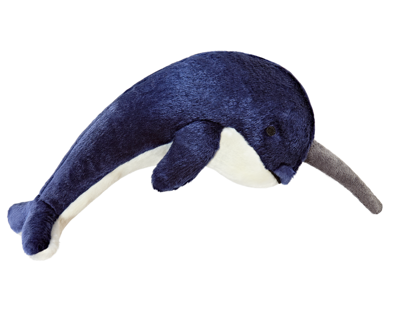 Fluff & Tuff Bleu Narwhal Whale- durable plush toy for dogs