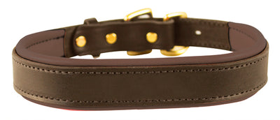 Perri's Padded Leather Dog Collar- brown with brown padding- USA made