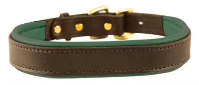 Perri's Padded Leather Dog Collar- brown with hunter padding- USA made