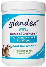 Glandex Rear End Pet Wipes for Dogs & Cats 75 count