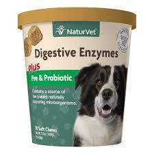 NaturVet Digestive Enzymes +Probiotic Chews (70 ct)  for Dogs