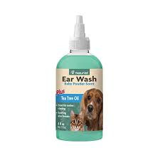 NaturVet Ear Wash Plus Tea Tree Oil 4 oz. for Dogs & Cats