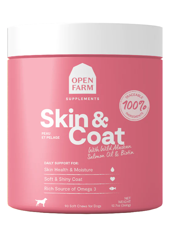 Open Farm Skin & Coat Supplement 90 count Chews for Dogs