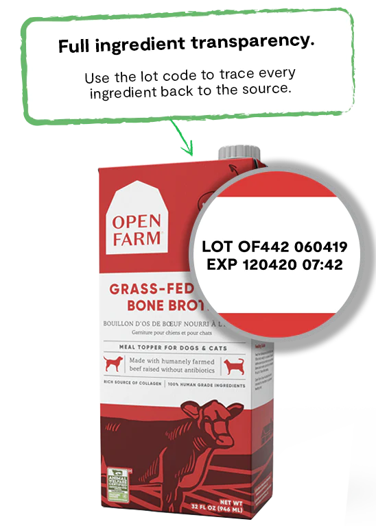 Open Farm Grass-Fed Beef Bone Broth for Cats & Dogs