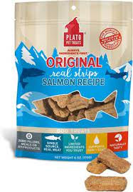 Plato Real Strips Salmon  for Dogs - Made in USA