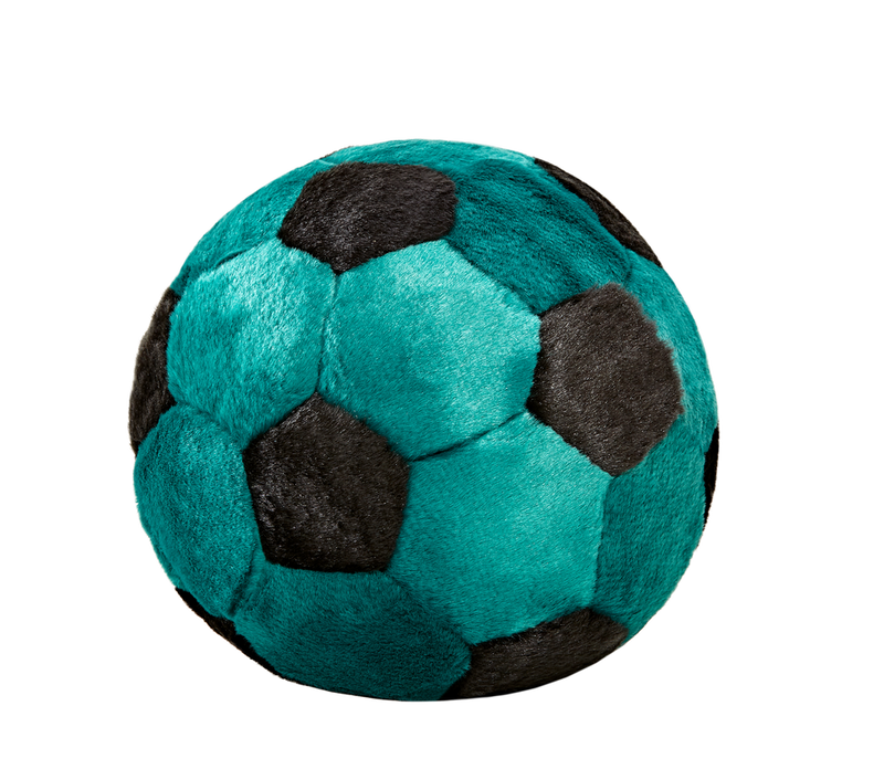 Fluff & Tuff Teal Soccer Ball- durable plush toy for dogs