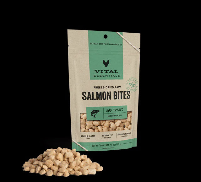 Vital Essentials Freeze Dried Salmon Bits for Dogs 5.0 oz.