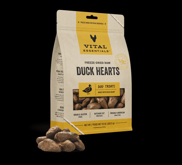 Vital Essentials Freeze Dried Duck Hearts for Dogs 10.0 oz.