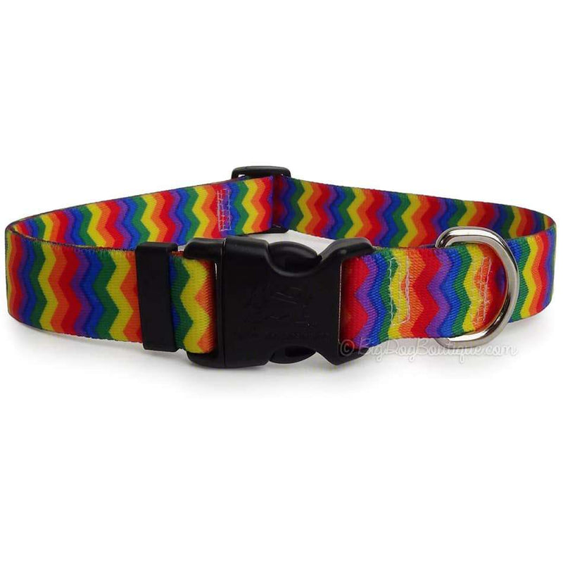 Rainbow Pride Chevron Dog Collar- adjustable or martingale