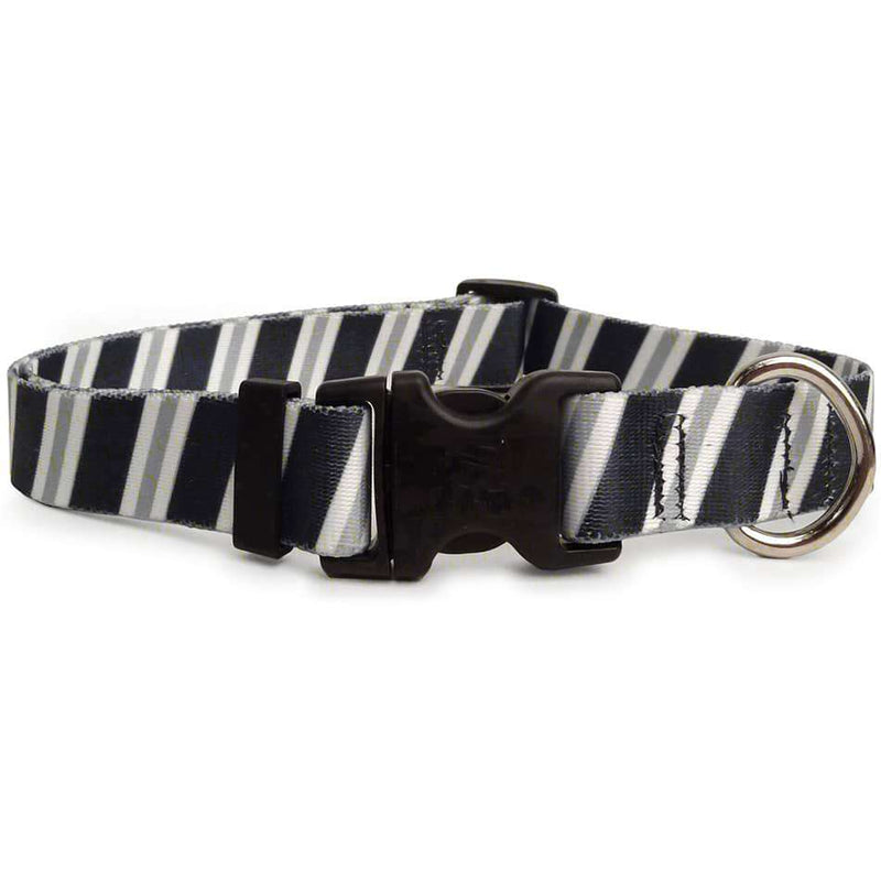 Black Grey White Striped Dog Collar (adjustable or martingale)