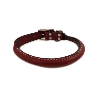 Brown Rolled Leather Dog Collar- USA made