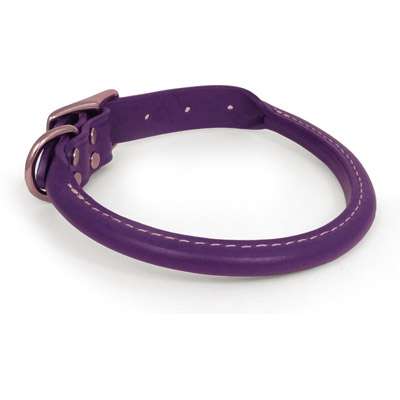 Purple Rolled Leather Dog Collar- USA made