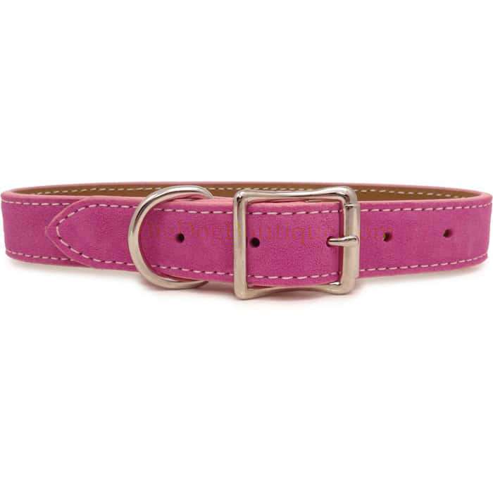 Saratoga Suede Pink Leather Collar