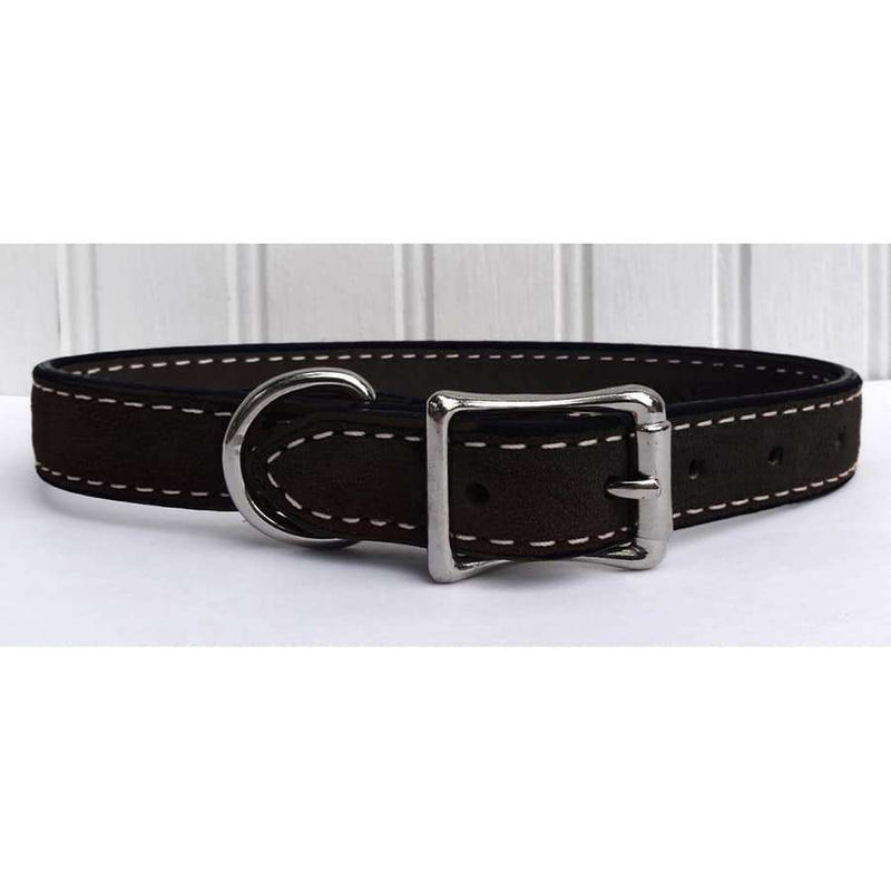 Saratoga Suede Black Leather Dog Collar- USA made
